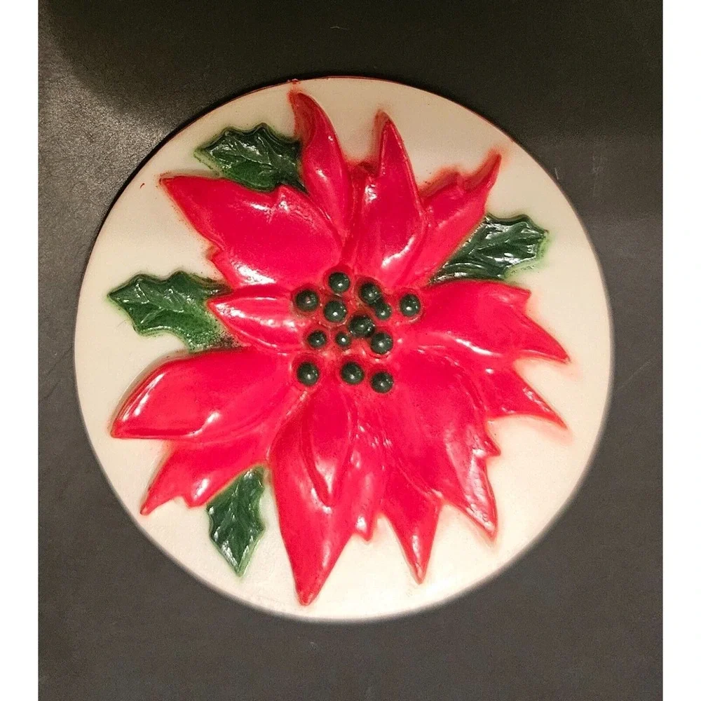 Poinsettia Flower Pin  Christmas‎ Holiday Red Green